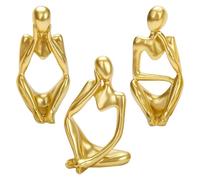 STNRST-IN 3PCS Gold Abstract Thinker Statue Set, Resin Modern Thinker Figurines Decor Set, Creative Elegant Statue Ornaments for Home Living Room Bedroom Office Bookshelf Table Desk