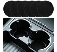 STNRST-IN 6PCS Car Cup Holder Coaster, Universal Non-Slip Shockproof Recessed Car Cup Holder Insert for Women and Men, 2.76in Diameter PVC Auto Accessories for Most Cars Trucks (Black)
