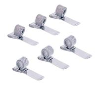 STNRST-IN 6PCS Metal Silver Pen Holder Set, Adjustable Single Spring Loop Pen Clip Holder, Portable Universal Pencil Organizer Clips for Notebook Clipboard in Home Office (Silver Tone)