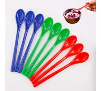 STNRST-IN 9 PCS Long Handle Spoons, Colorful Reusable Plastic Ice Cream Coffee Spoons, Lovely Long Handled Teaspoons for Sundae Dessert Latte Glasses Espresso Soup Hot Drinks