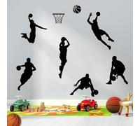STNRST-IN Basketball Wall Decor Stickers, Removable Peel and Stick Player Silhouette Wall Stickers, Vinyl Adhesive Sports Ball Wall Art Decor for Bedroom Boys Room Livingroom Classroom