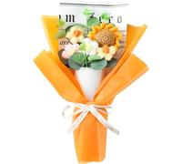 STNRST-IN Handmade Crochet Flowers Bouquet, Hand-Woven Artificial Sunflower Bouquet, Completed Knitted Floral Arrangement for Birthday Wedding Graduation Anniversary (Orange)