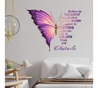 STNRST-IN Large Butterfly Wall Stickers, Inspirational Quotes Wall Decals,Motivational Saying Positive Peel and Stick Wall Art Stickers for Girls Kids Classroom Bedroom