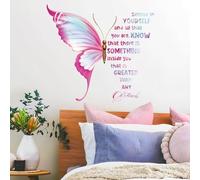 STNRST-IN Large Butterfly Wall Stickers, Inspirational Quotes Wall Stickers, Motivative Words Positive Peel and Stick Wall Art Stickers for Girls Children Classroom Bedroom (Pink)