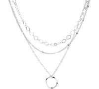 STNRST-IN Layered Sterling Silver Necklaces for Women, Trendy Triple-Layered Adjustable Long Choker Chains for Ladies, Dainty Waterproof Hypoallergenic Jewellery Gifts for Girls