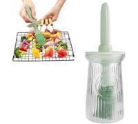 STNRST-IN Oil Dispenser Bottle with Silicone Brush, High Temperature Resistant Household Washable Pastry Brushes, Glass 3 IN1 Oil Container for Kitchen Cooking Baking BBQ Food (7oz)
