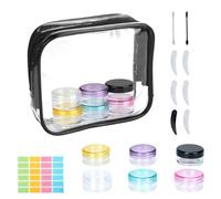 STNRST-IN Travel Containers For Toiletries, 6pcs Refillable Leak-proof Travel Size Containers, Sample Jars with Labels Bag Spatula, Small Essentials with Lids for Cosmetic Makeup Face Body Hand Cream