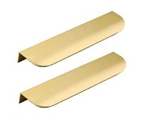 STNYANXD Cabinet Handles, Concealed Door Handles, Invisible Door Knob Wardrobe Kitchen Cupboard Handles Finger Edge Pull Drawer Gold 2 Pieces(Hole Distance 352mm)