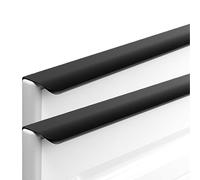 STNYANXD Cabinet Handles, Concealed Door Handles, Invisible Knob Aluminum Alloy Wardrobe Kitchen Cupboard Cabinet Black 2 Pieces(Hole Distance 64mm)