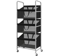 STO STO 3-Tier Vertical Rolling Laundry Hamper, Removable Bags, Black Mesh