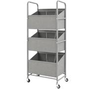 STO STO 3-Tier Vertical Rolling Laundry Hamper, Removable Bags, Gray Faric