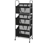 STO STO 3-Tier Vertical Rolling Laundry Hamper with Removable Bags, 120L Space-Saving Laundry Sorter Basket, Clothes Hamper with Wheels for Small Spaces, Closet, Bedroom, Bathroom, Laundry Room, Black