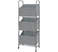 STO STO 3-Tier Vertical Rolling Laundry Hamper with Removable Bags, 120L Stackable Laundry Sorter Basket, Clothes Hamper with Wheels for Small Spaces, Closet, Bedroom, Bathroom, Laundry Room, Gray