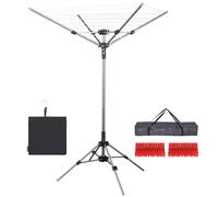 STO STO Umbrella Clothesline for Laundry, 4-Arm 8 Lines with 82 Feet Drying Space, Steel Frame, Adjustable Height, Outdoor Umbrella Rotary Drying Rack, Collapsible Clothes Drying Rack for Backyard