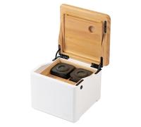 STO - Storage Box with Lock and Magnetic Tray - 2 Sealed Glass Jars with Digital Hygrometers - Large Storage Box with Accessory Compartment - Solid New Zealand Pine Wood Lid with White Base
