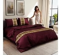 Stoa Paris Satin King Size Duvet Cover Set with Pillowcases, All Season Lightweight, Breathable, Fade & Shrink Resistant, Ultra Soft Bedding Set with, Secure Corner Ties, Versailles Collection - Wine