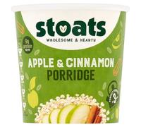 Stoats Apple & Cinnamon Porridge Pots - Made with Scottish Oats, Convenient Single-Serve 60g Pots, Great for Breakfast at Home or On-the-Go (Pack of 16)
