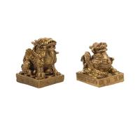 STOBAZA 1 Pair Brass Pixiu Figurines for Office and Display Shelf, Artistic Craftsmanship with Modern and Vintage Style, Inviting Positive Energy and Encouraging Harmony, Feng Shui Wealth