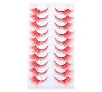 STOBAZA 10 Pairs False Eyelashes Eye Lashes Artificial Fiber Red Cat Eye Dramatic Natural Wispy Manga Style for Shows and Dates