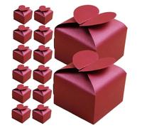 STOBAZA 100pcs Heart Shape Candy Boxes Red Pearl Paper Wedding Favors Packaging for Treats Snacks Macarons Cookies Multipurpose Dessert Storage Containers