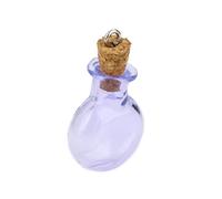 STOBAZA 10pc Glass Wish Bottles with Purple Cork Tops Round Flat Vials for DIY Pendants Charms Potpourri and Decorative Gifts