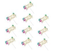 STOBAZA 10pcs Beach Theme Cake Topper Flamingo and Pineapple Hawaiian Decorations for Birthday Luau Party Supplies Easy to Use Tropical Cupcake Inserts for Summer Festival Celebrations