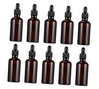 STOBAZA 10pcs Brown Glass Dropper Bottles Reusable Travel Essential Oil Perfume Medicine Storage Bottles