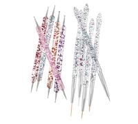 STOBAZA 10pcs Double-ended Liner Pen Nail Art Brush Press Nail Dotting Tools
