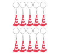 STOBAZA 10pcs Mini Traffic Cone Keychain with Strong Ring High Visibility Construction Roadblock Charm for Backpacks Cars Party Favors Portable and Accessories
