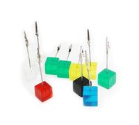 STOBAZA 10pcs Resin Cube Photo Holders with Flexible Wire Clips Desktop Memo and Paper Note Stands for Office and Home Random Colors Cube Stainless Steel and Resin Design Random Color