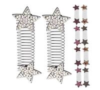 STOBAZA 10pcs Stretchable Invisible Hair Comb with Rhinestone Star Bun Clips Firm Grip Updo Styling Tool for Women and Lightweight Comfortable Hair Accessories for Secure Ponytails and