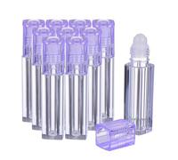 STOBAZA 10pcs Transparent Bottles with Purple Caps Refillable Plastic Roller Bottles for Essential Oils Lip Oil and Perfume Design for Even Application