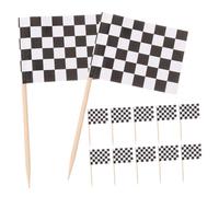 STOBAZA 120PCS Double Sided Checkered Racing Flag Toothpicks for Cupcake Toppers Birthday Party Decorations Versatile Food Flags for Appetizers Desserts Cheese Platters and Cocktail