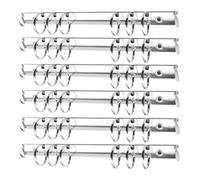 STOBAZA 12pcs A5 Metal Ring Binder Clips 6-Hole 2cm Diameter Silver Loose-Leaf File Folder Rings for Office School Stationery Organization