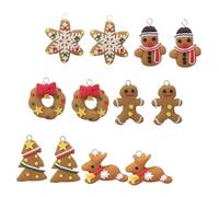 STOBAZA 12Pcs Christmas Hanging Pendants Set, Soft Clay Christmas Tree Ornaments with Snowflake and Gingerbread Man, Cartoon Holiday Decorations for Indoor Xmas Decor