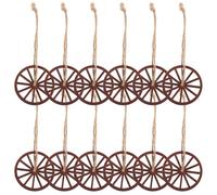 STOBAZA 12pcs Rustic Wooden Wagon Wheel Hanging Ornament for Indoor Settings Featuring Easy Installation and Sturdy Wood Material, Vintage Western Style Wall Decor for Farmhouse Living
