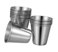 STOBAZA 12pcs Steel Shot Cups Double-Walled Drinkware Simple Party Wedding Drinking Cups Serve Potion Portable Alcohol Lightweight Curved Round Measure Silver