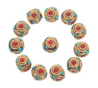 STOBAZA 12PCS Tibetan Brass Spacer Beads Large Hole for Jewelry Making DIY Buddhist Beads Nepalese Style Metallic for Bracelets Necklaces Keychains