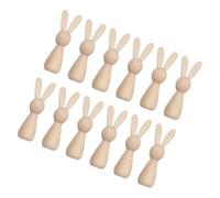 STOBAZA 12pcs Wooden Rabbit Art Figures Easter Bunny Ornaments DIY Craft Decoration Kit Lifelike Wood Rabbit Figurines for Easter Bunny Decor