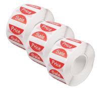 STOBAZA 1500pcs Sale Price Stickers Adhesive Labels for Retail Small Business, Handwriting or Thermal Printer Compatible, 3 Rolls Self-Adhesive Price Tag Paper for Supermarket Pricing