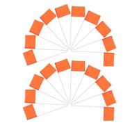 STOBAZA 150pcs Bright Orange Construction Site Marking Flags with Steel Stakes, Writable and High Visibility Yard Survey Flags for Landscaping and Irrigation, 15x4x5 Inch Sturdy Steel Wire