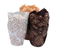 STOBAZA 150pcs DIY Tulip Cupcake Wrappers Baking Supplies High-Temperature Resistant Paper Cups with Coffee White Natural Colors Cupcake Cases for Birthday Wedding Party Celebration