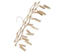 STOBAZA 16-peg Bamboo Clothes Drying Rack Swivel Hooks, Sock and Underwear Hanger, Windproof Wooden Pegs for Space-saving Laundry Drying at Home