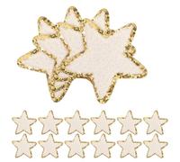 STOBAZA 16pcs White Sew-on Star Applique Patches Embroidered Cloth Decorations for Clothes Jackets Hats Backpacks, Self-Adhesive Embellishments Suitable for Repair and DIY Crafting