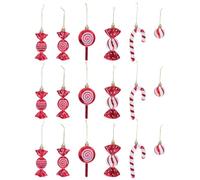 STOBAZA 18 Pcs Peppermint Christmas Decorations, Christmas Red and White Candy Cane Lollipop Pendants Xmas Tree Hanging Ornament Xmas Home Party Supplies