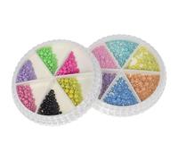 STOBAZA 2 Boxes Steel Nail Beads Compartment Petal Case Small Nail Charms Multi-color Metallic Beads for Festivals and Salon Use