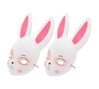 STOBAZA 2 PC Easter Bunny Mask with Long Ears Breathable White Rabbit Face Cover for Multiuse Photo Prop and Party Accessory for Easter Birthday Halloween Cosplay School Plays