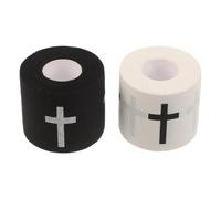 STOBAZA 2 Rolls Christian Athletic Tape for Wrists and Elbows, 5cm Wide Cotton Cloth Tape with Printed Jesus Cross Pattern, Broad Coverage and Secure Fit for Football and Baseball Sports