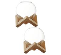 STOBAZA 2 Sets Creative Round Glass Cocktail Cup with Wooden Stand Premium Drinking Glass for Bar Party Beach and Hawaiian Themes for Mixed Drinks Beer Iced Tea Lemonade