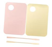 STOBAZA 2 Sets Makeup Mixing Palettes Acrylic Makeup Plates and Spatulas Portable Nail and Foundation Blending Trays Pink and Gold Acrylic Cosmetic Mixing Tools
